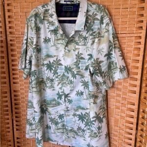 William Harvey Sz 3XL Hawaiian Green Palm Tree Men's Shirt